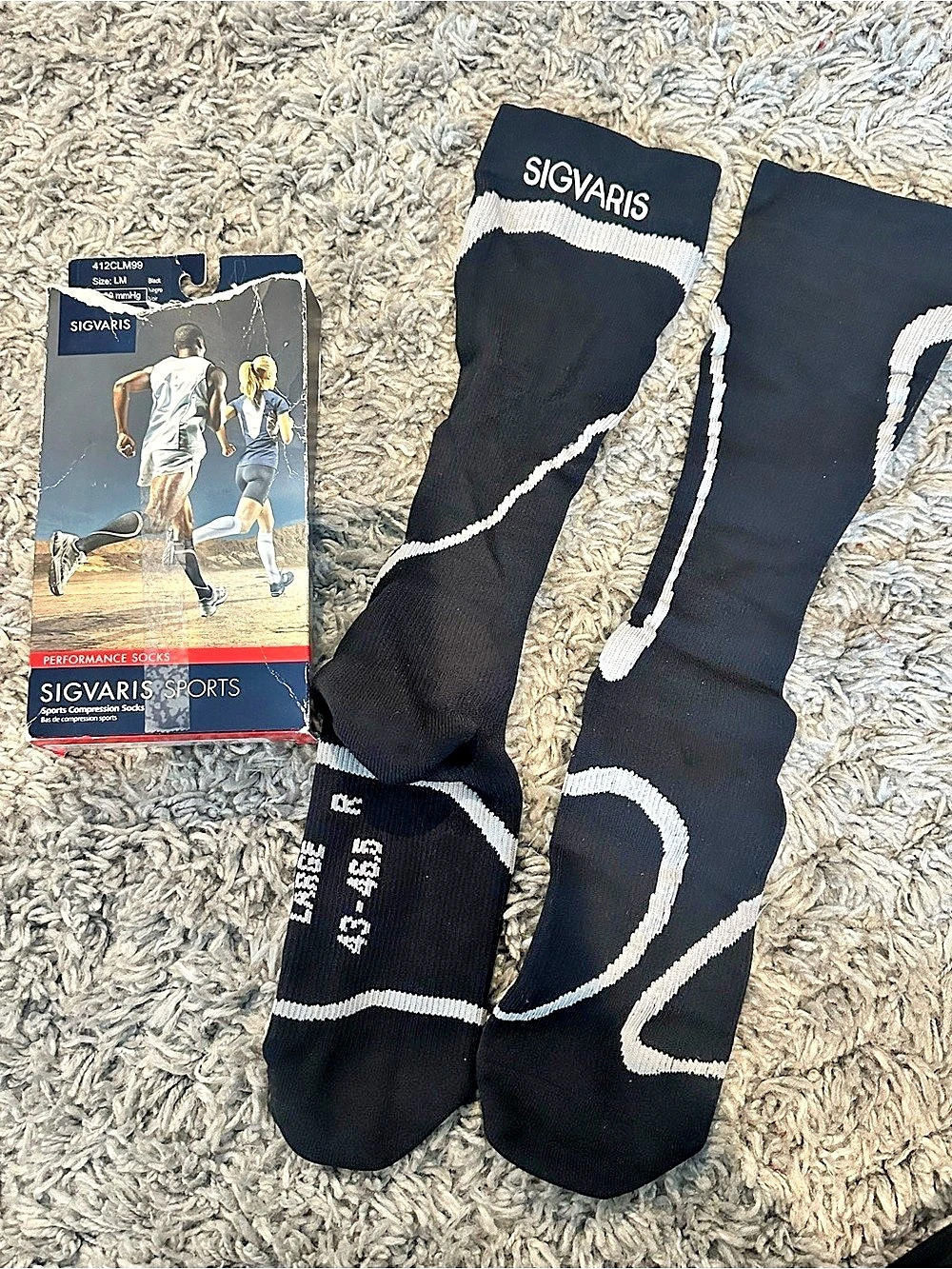 SIGVARIS Sports Performance Compression Socks 20-30 mmHg Black LM NIB
